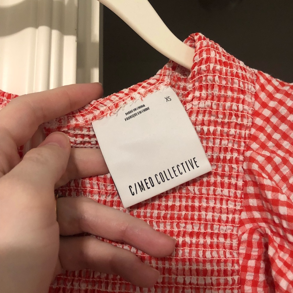 Red Gingham Smocked Ruffle Dress - Picture 2 of 3